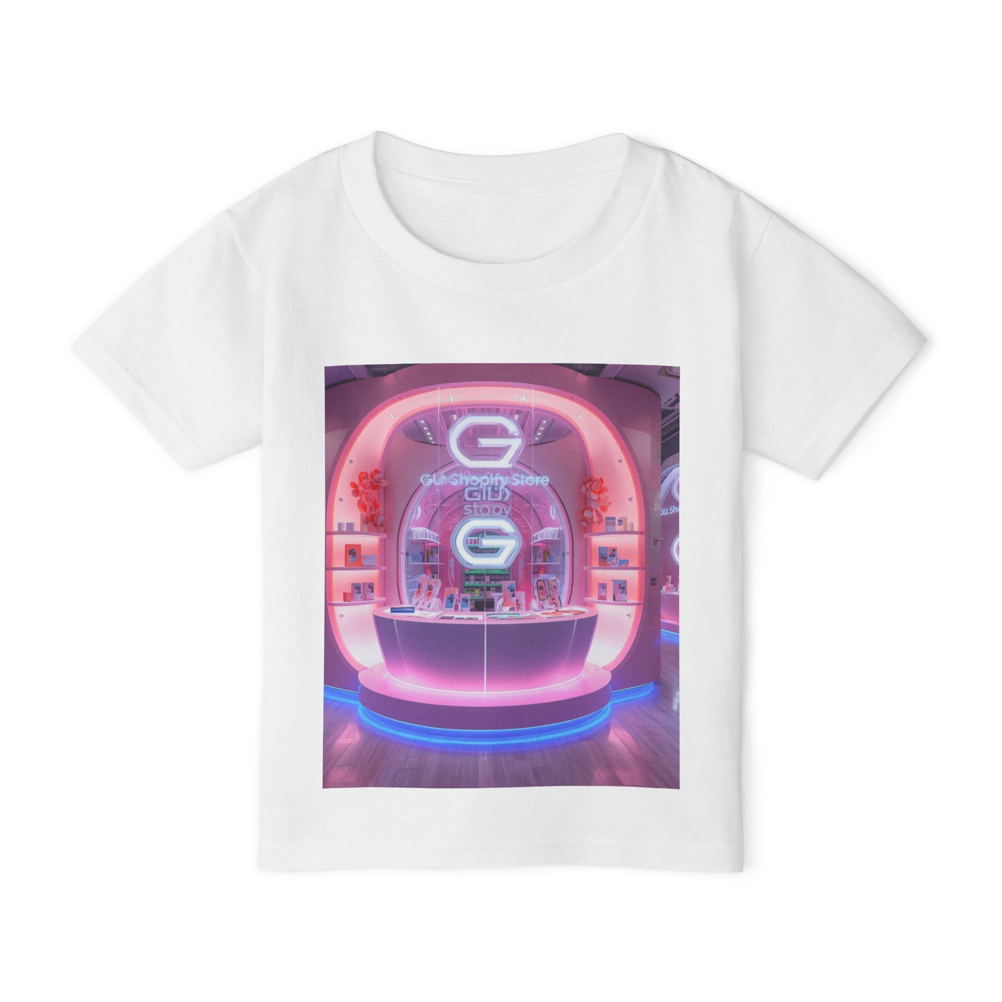Custom Toddler T-Shirt | Neon Rainbow Shopping Bag Graphic Tee