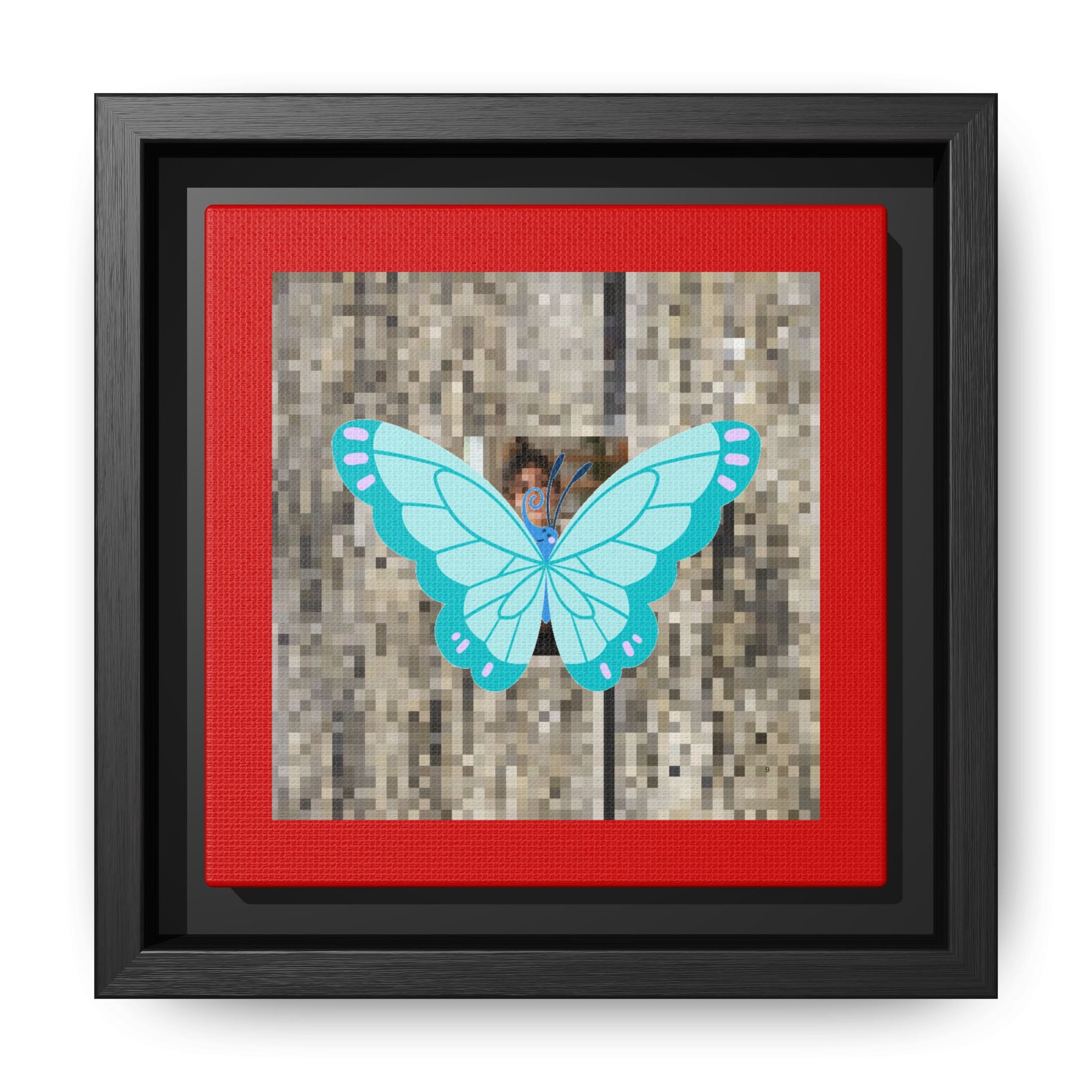 Blue Butterfly Framed Canvas Art – Matte Multi‑Color Wall Print