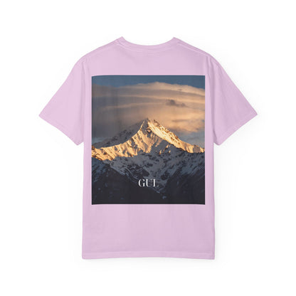 Graphic T-Shirt — Modern Gold Abstract &amp; Mountain Photo Print
