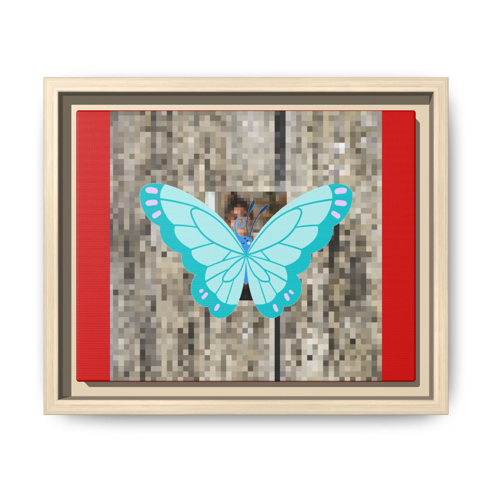 Blue Butterfly Framed Canvas Art – Matte Multi‑Color Wall Print