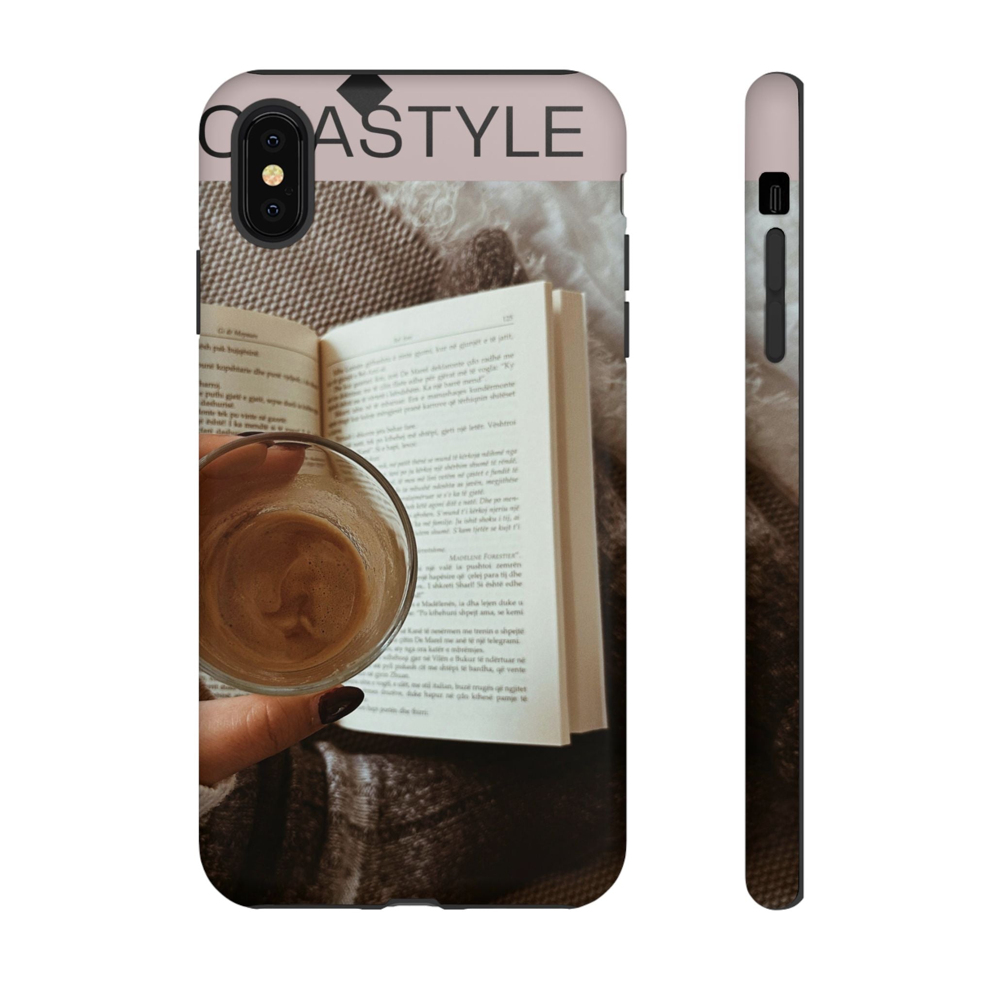 Cozy Reading Phone Case — Coffee &amp; Book Protective Cover