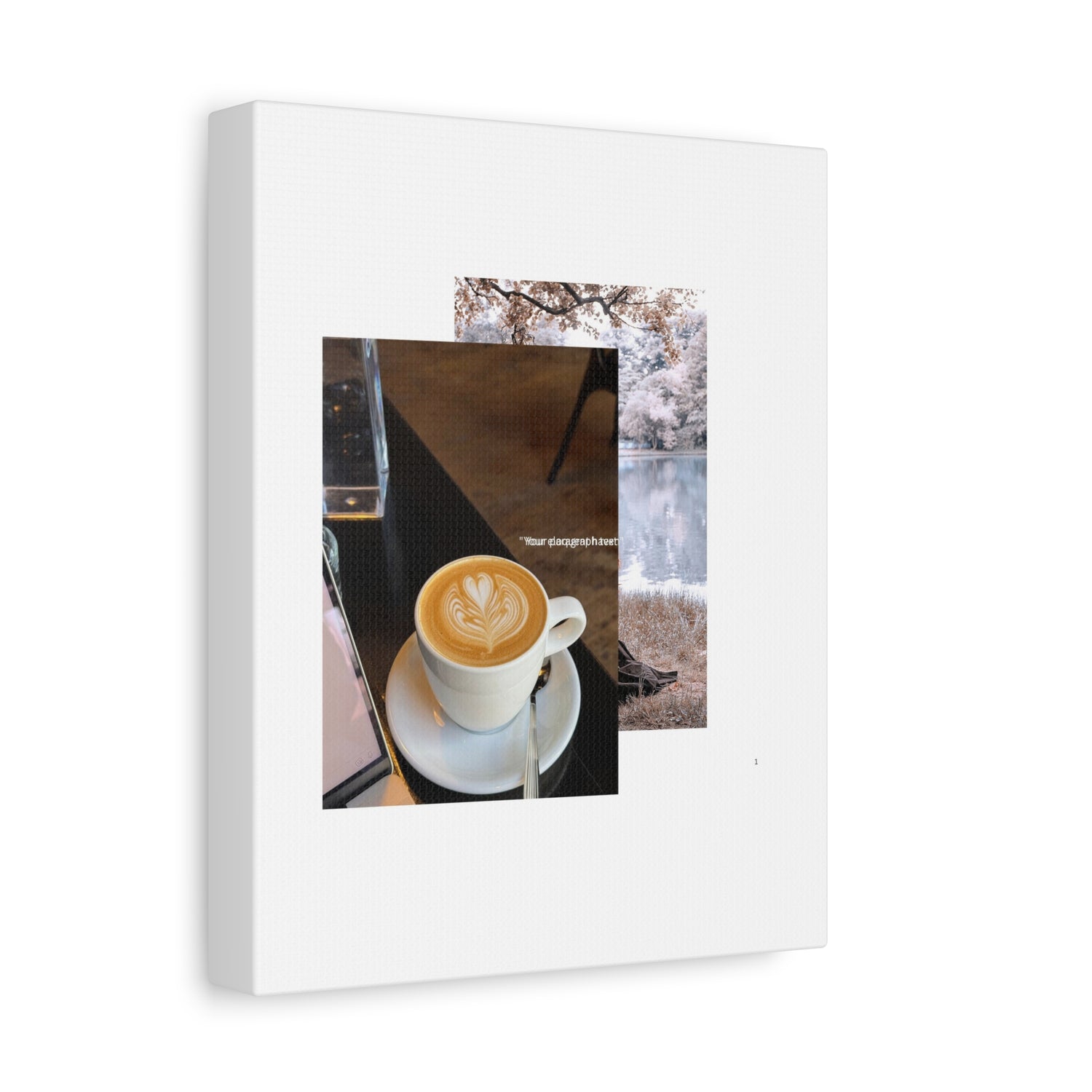Latte &amp; Landscape Matte Canvas Wall Art — Coffee Shop Photo Collage