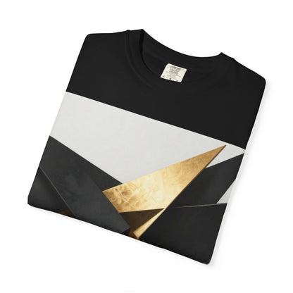 Graphic T-Shirt — Modern Gold Abstract &amp; Mountain Photo Print