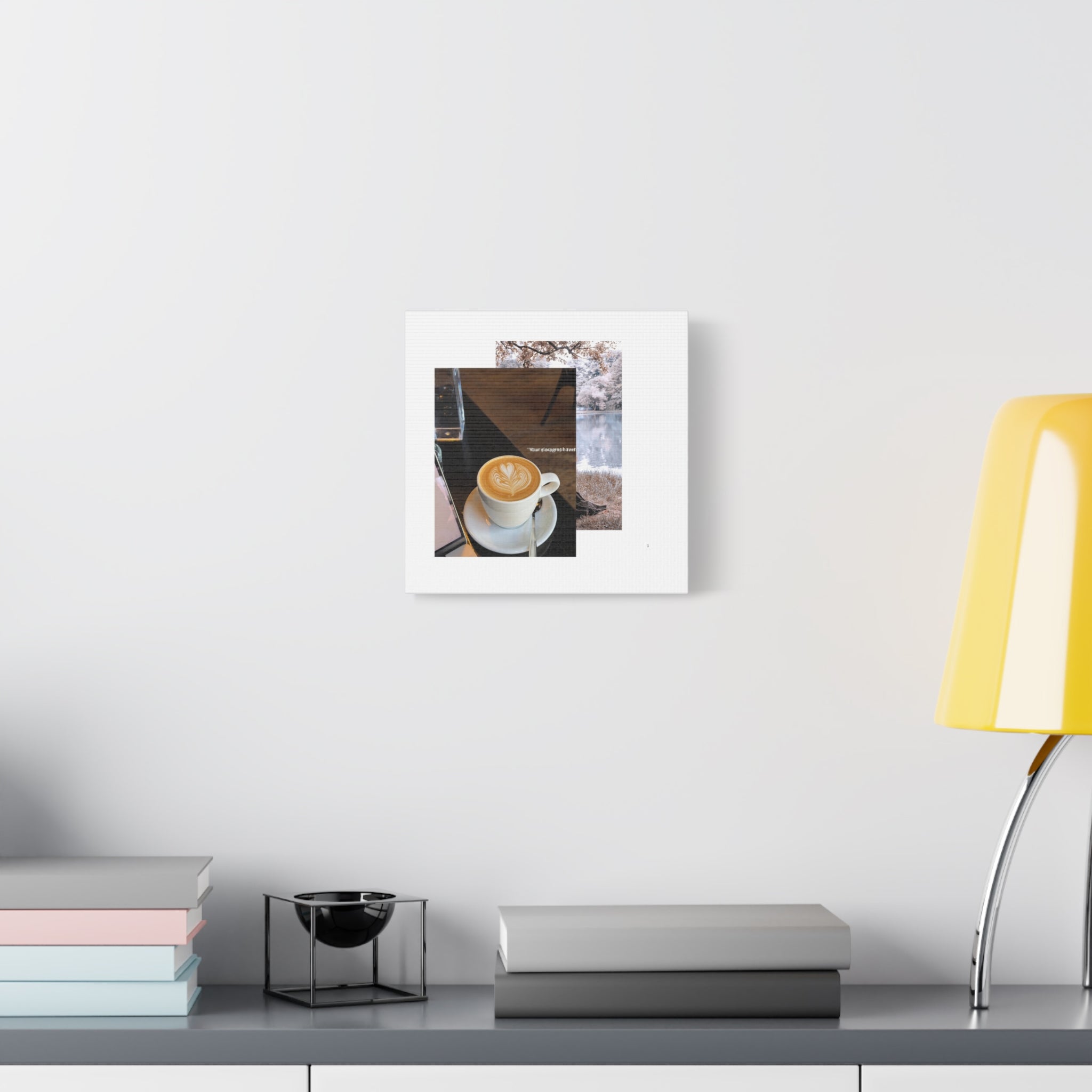 Latte &amp; Landscape Matte Canvas Wall Art — Coffee Shop Photo Collage