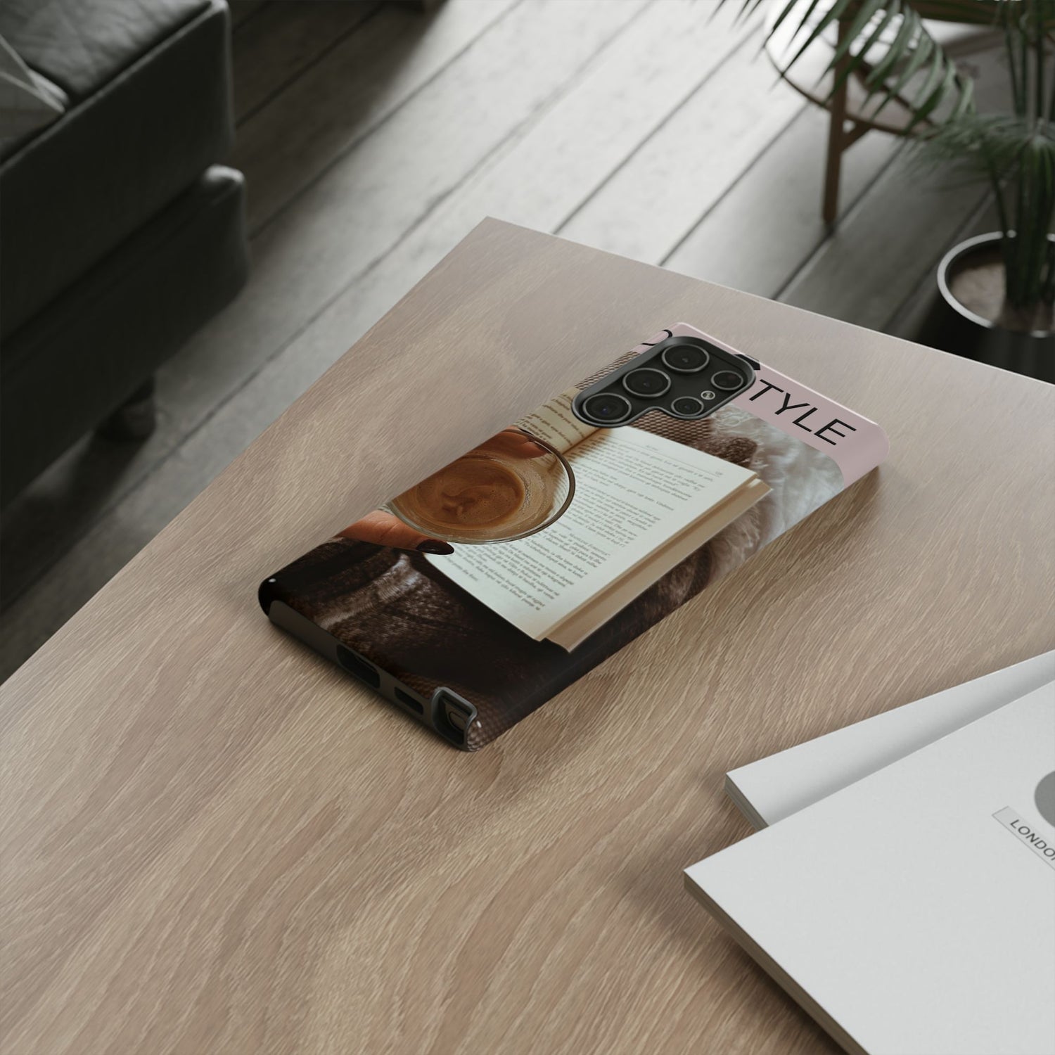 Cozy Reading Phone Case — Coffee &amp; Book Protective Cover