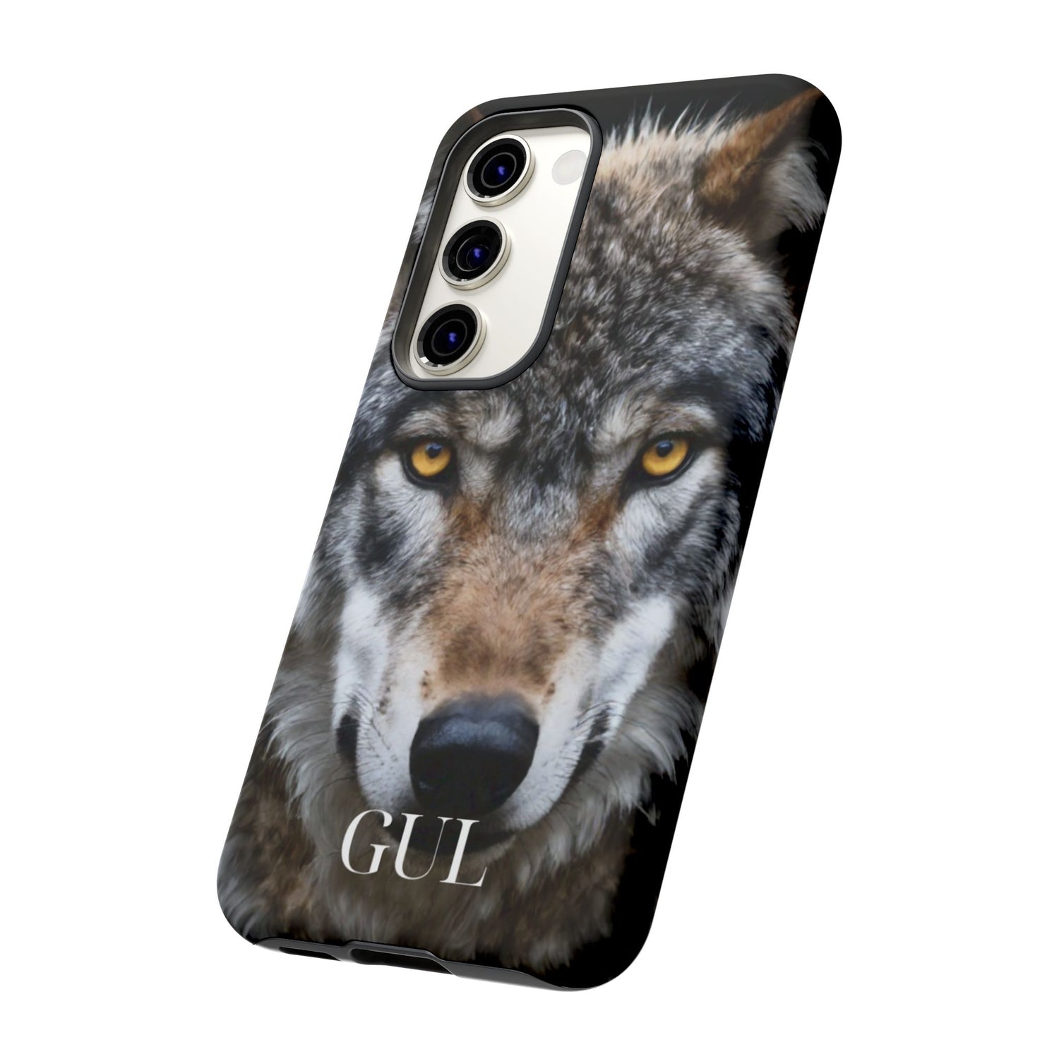 Wolf Eyes Phone Case — Fierce Wildlife iPhone Protective Case with ‘GUL’ Text