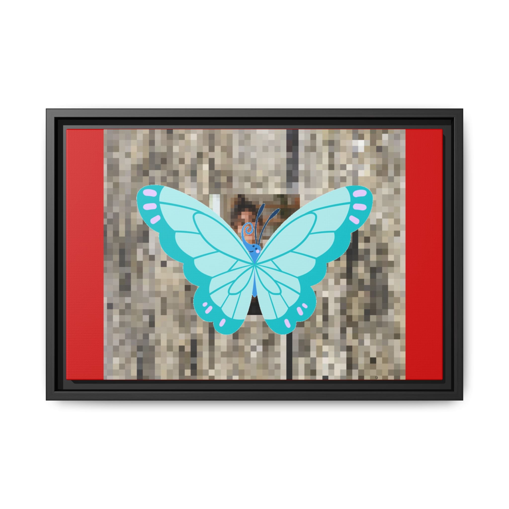 Blue Butterfly Framed Canvas Art – Matte Multi‑Color Wall Print
