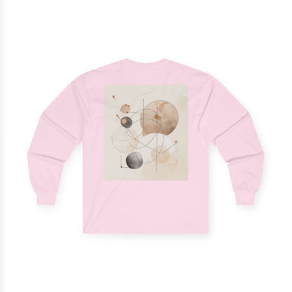Abstract Geometric Art Long Sleeve Tee — Neutral Circle Composition