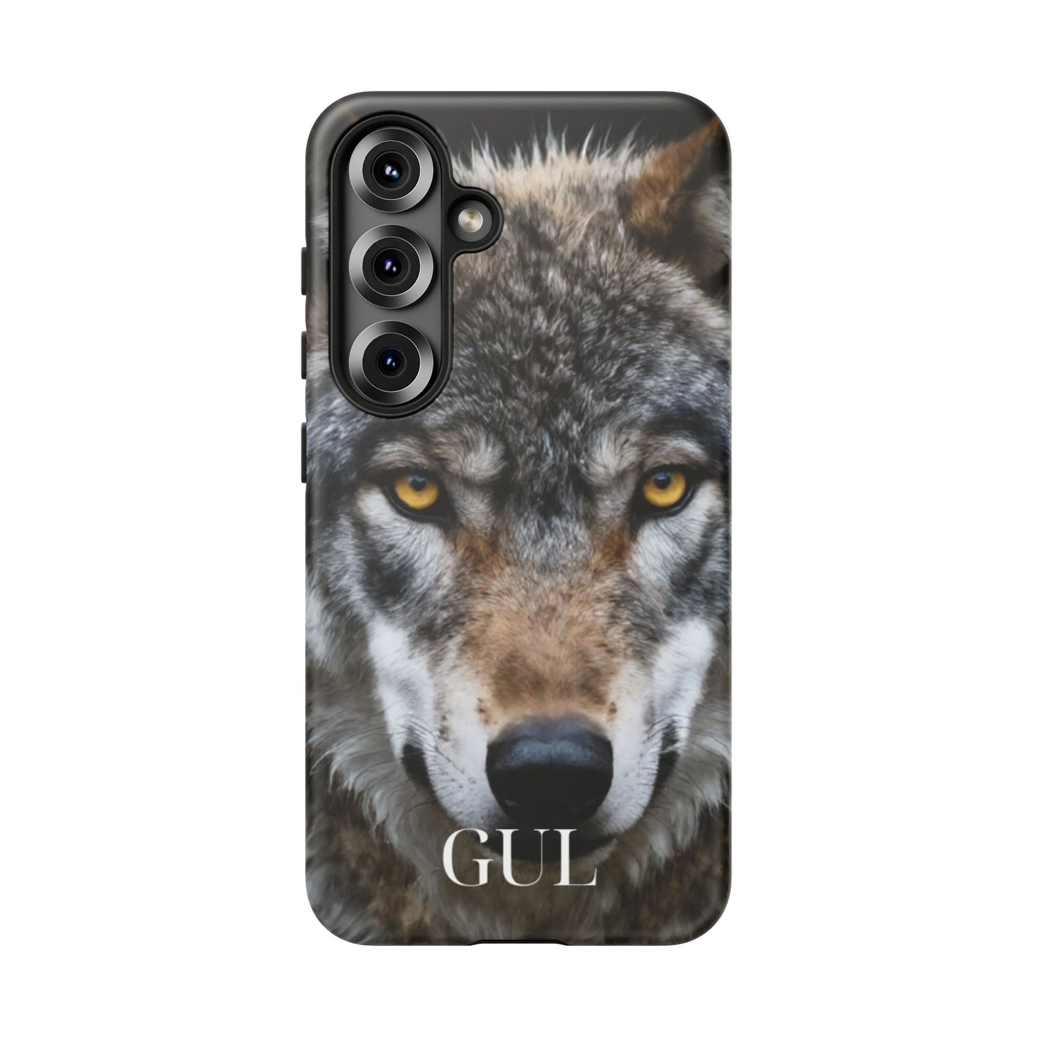 Wolf Eyes Phone Case — Fierce Wildlife iPhone Protective Case with ‘GUL’ Text