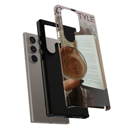 Cozy Reading Phone Case — Coffee &amp; Book Protective Cover