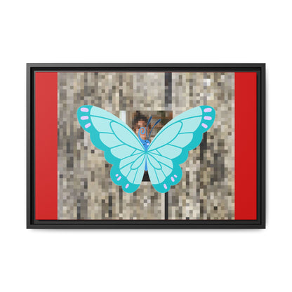 Blue Butterfly Framed Canvas Art – Matte Multi‑Color Wall Print