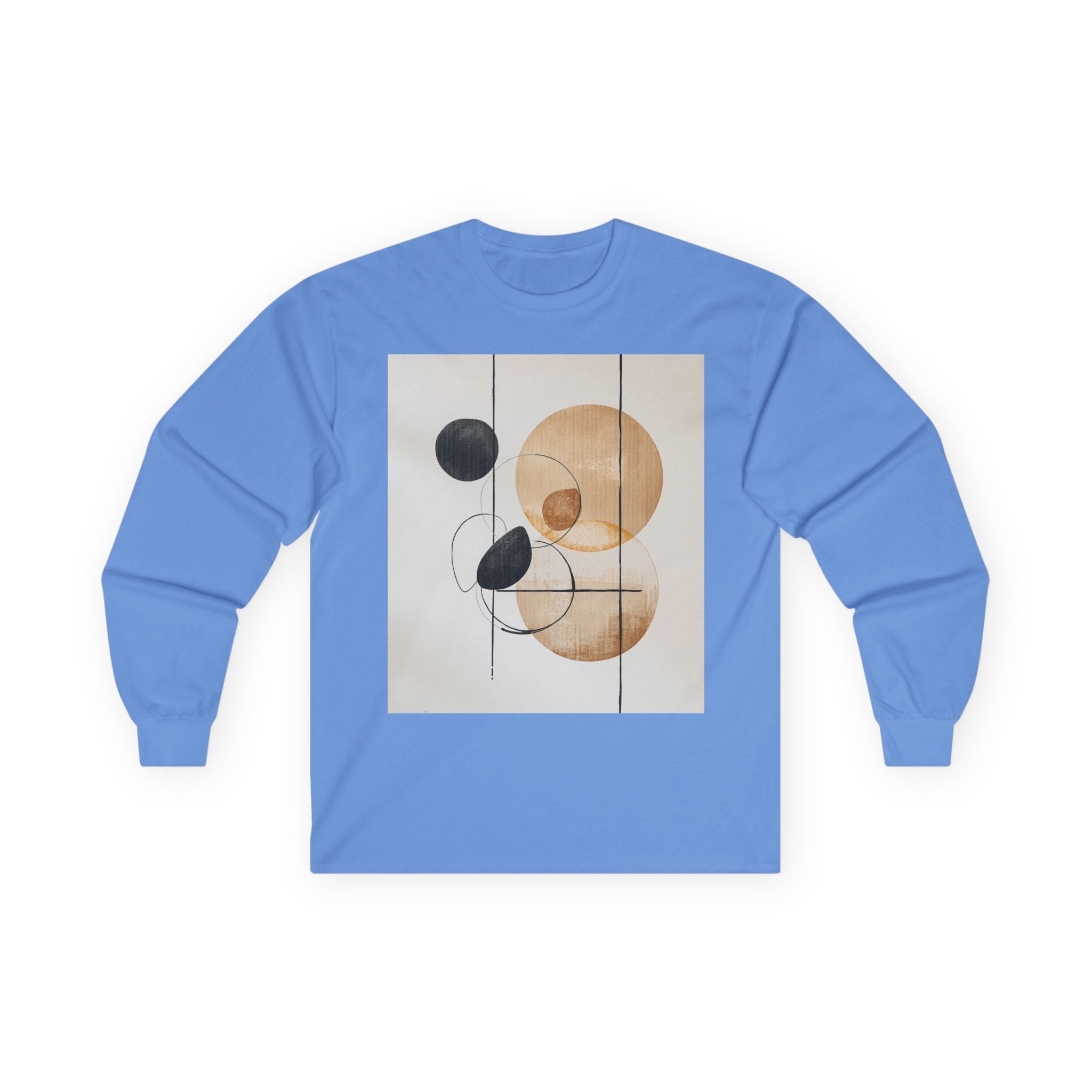 Abstract Geometric Art Long Sleeve Tee — Neutral Circle Composition