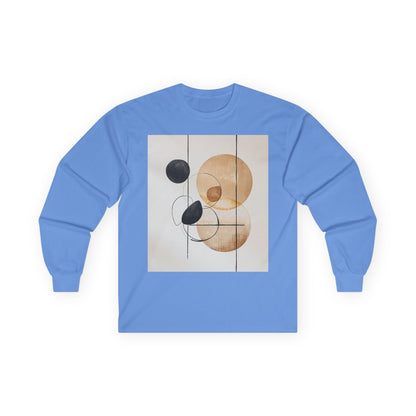 Abstract Geometric Art Long Sleeve Tee — Neutral Circle Composition