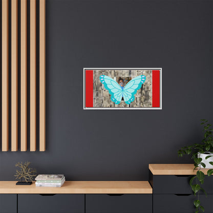 Blue Butterfly Framed Canvas Art – Matte Multi‑Color Wall Print