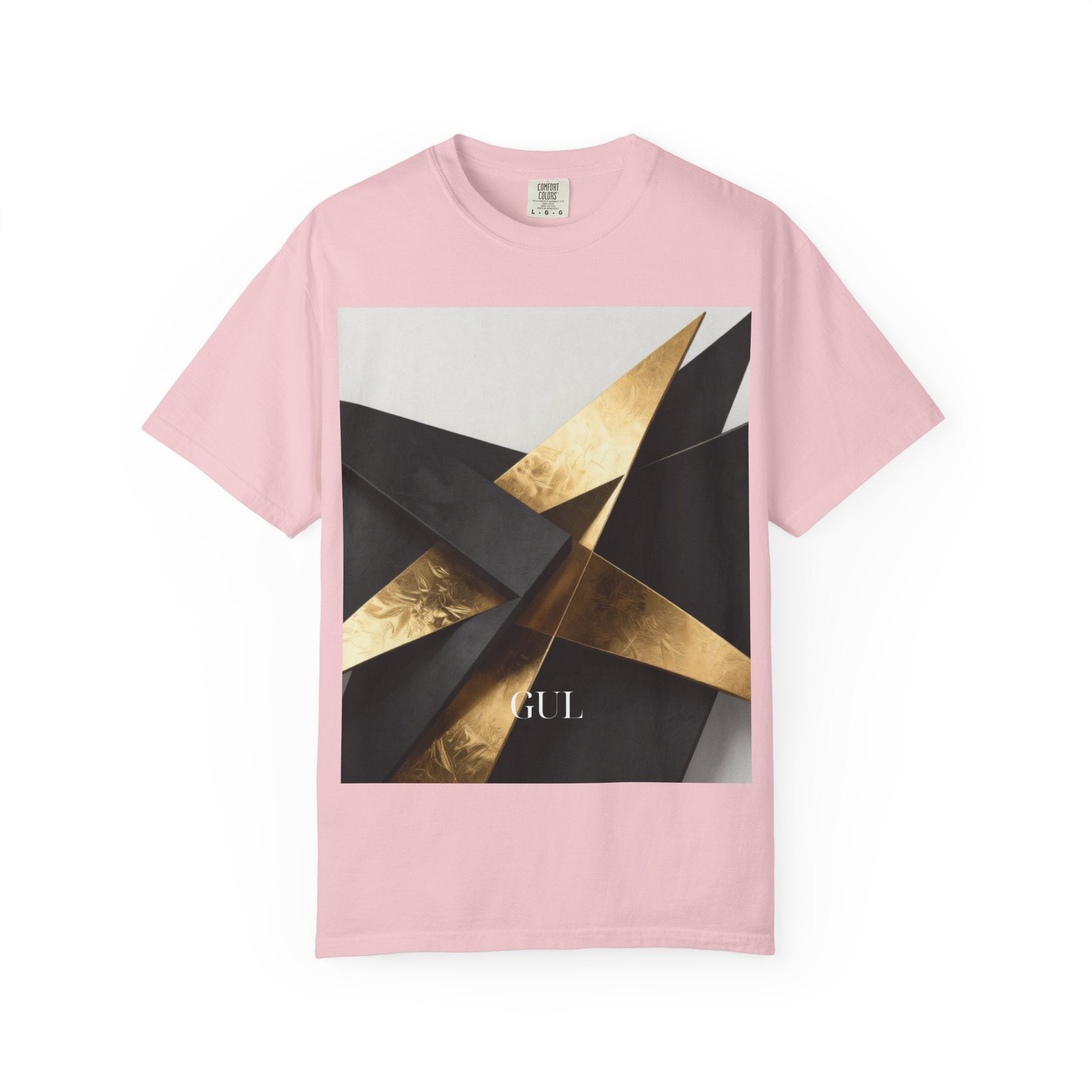 Graphic T-Shirt — Modern Gold Abstract &amp; Mountain Photo Print