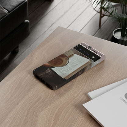 Cozy Reading Phone Case — Coffee &amp; Book Protective Cover