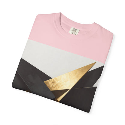 Graphic T-Shirt — Modern Gold Abstract &amp; Mountain Photo Print