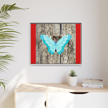 Blue Butterfly Framed Canvas Art – Matte Multi‑Color Wall Print