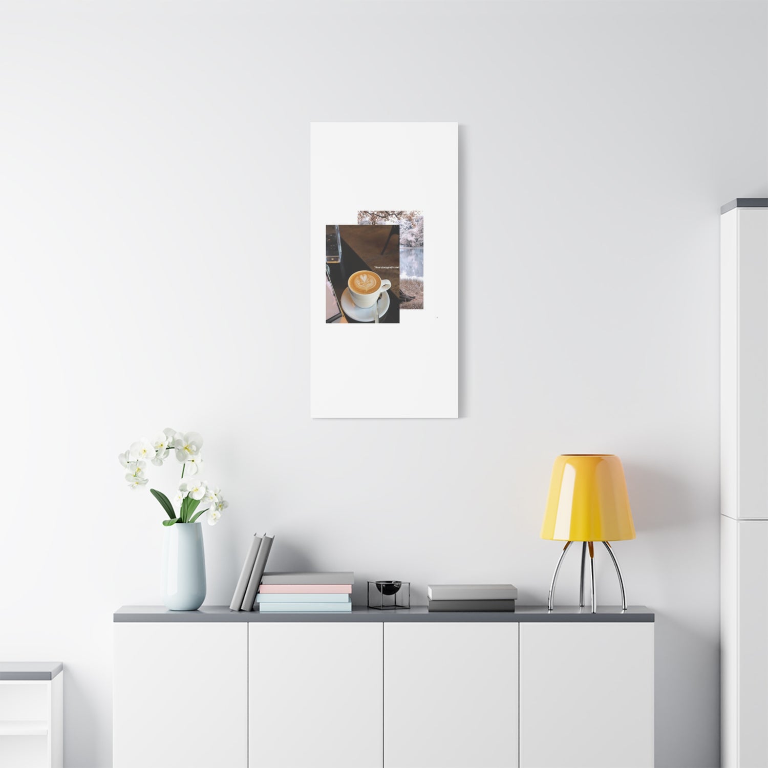 Latte &amp; Landscape Matte Canvas Wall Art — Coffee Shop Photo Collage