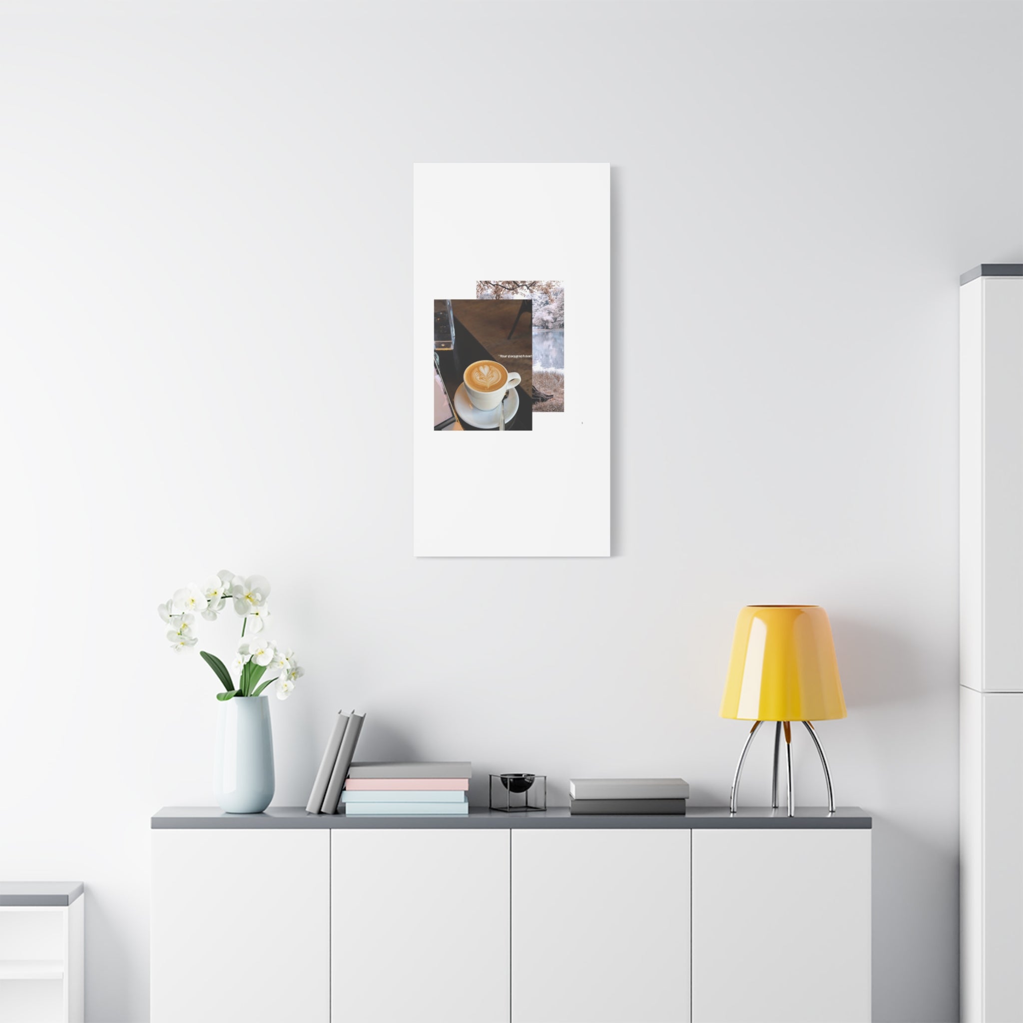 Latte &amp; Landscape Matte Canvas Wall Art — Coffee Shop Photo Collage