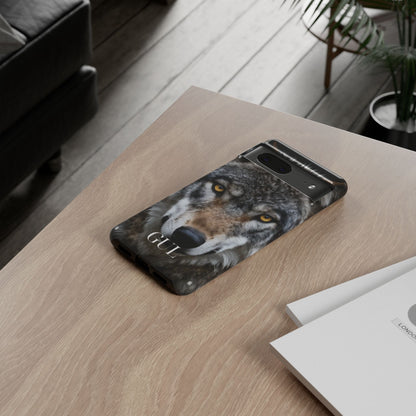 Wolf Eyes Phone Case — Fierce Wildlife iPhone Protective Case with ‘GUL’ Text