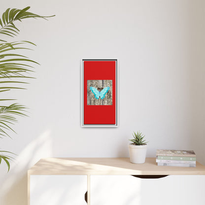 Blue Butterfly Framed Canvas Art – Matte Multi‑Color Wall Print