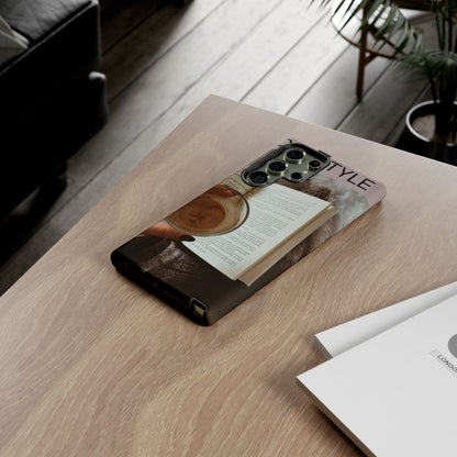 Cozy Reading Phone Case — Coffee &amp; Book Protective Cover