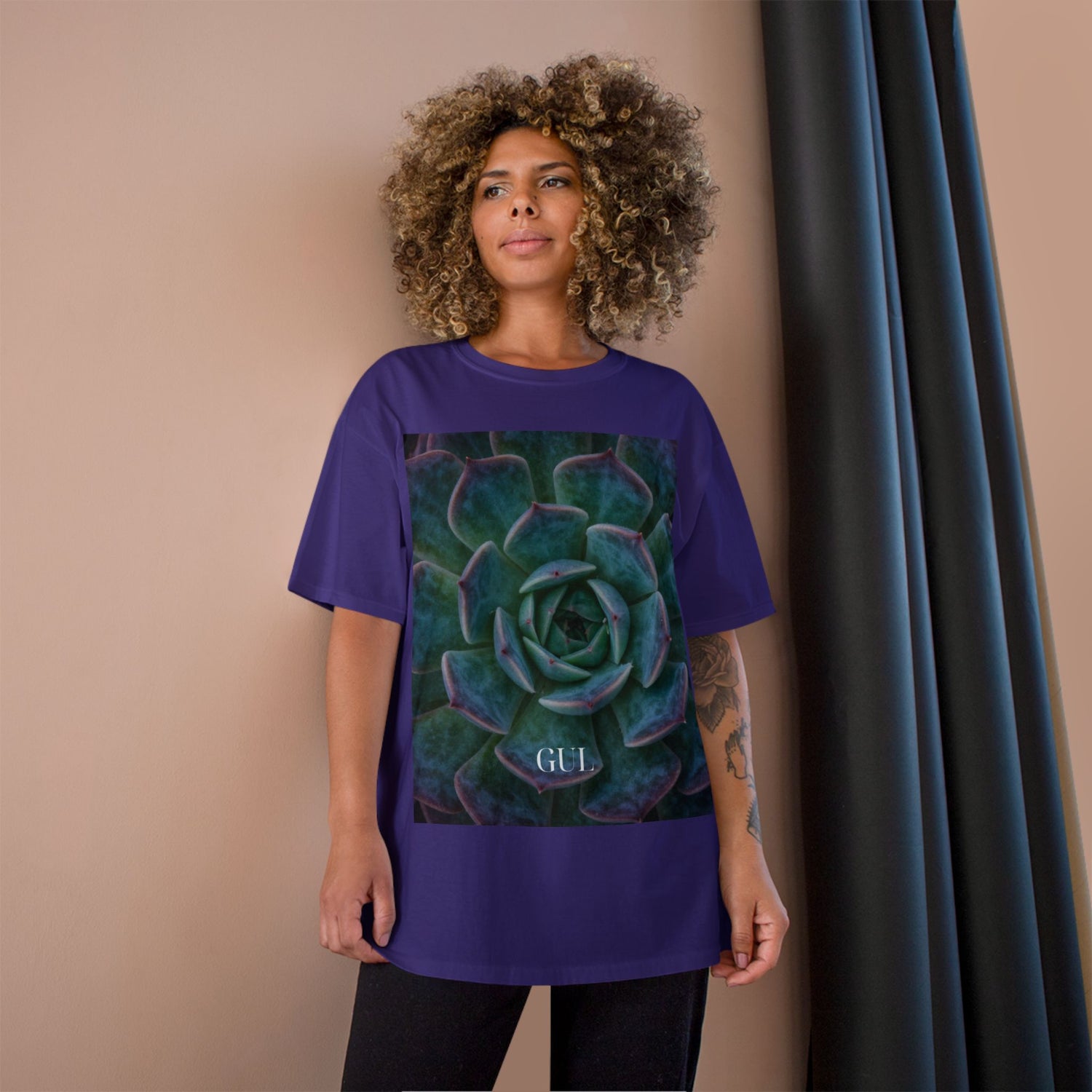 Champion Graphic T‑Shirt — Succulent &amp; Pyramid Photo Print Tee
