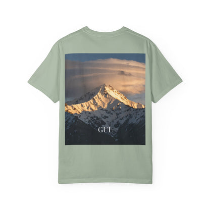 Graphic T-Shirt — Modern Gold Abstract &amp; Mountain Photo Print