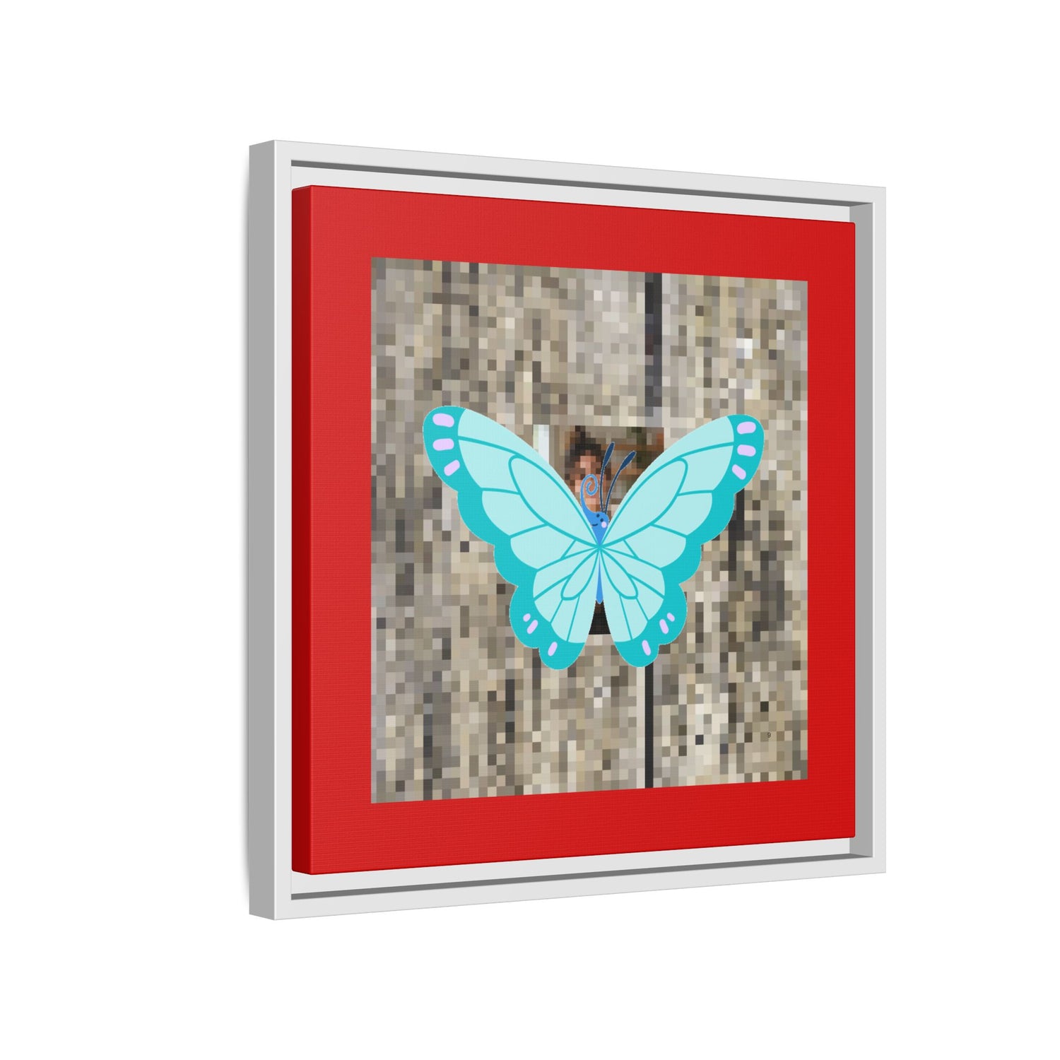Blue Butterfly Framed Canvas Art – Matte Multi‑Color Wall Print