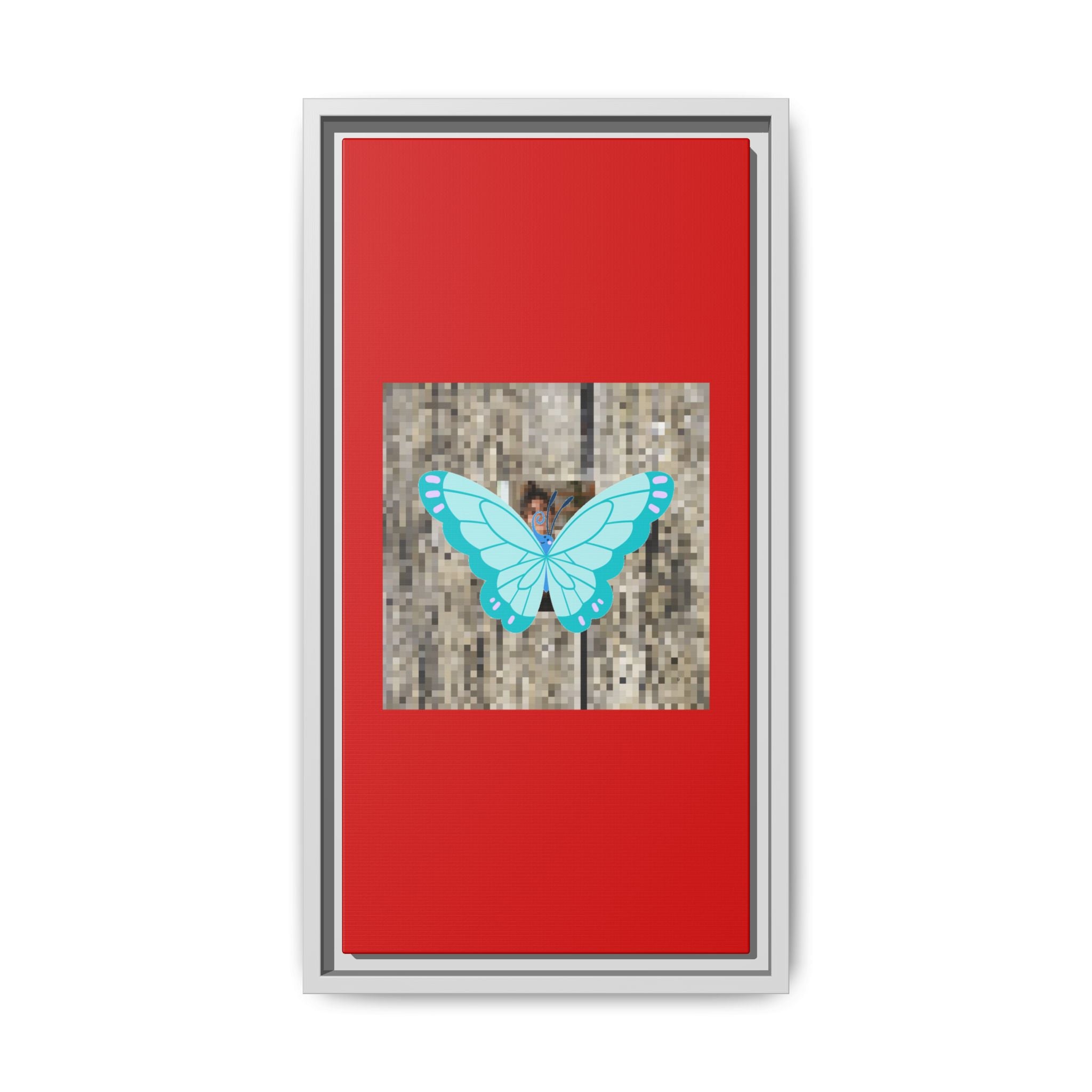 Blue Butterfly Framed Canvas Art – Matte Multi‑Color Wall Print