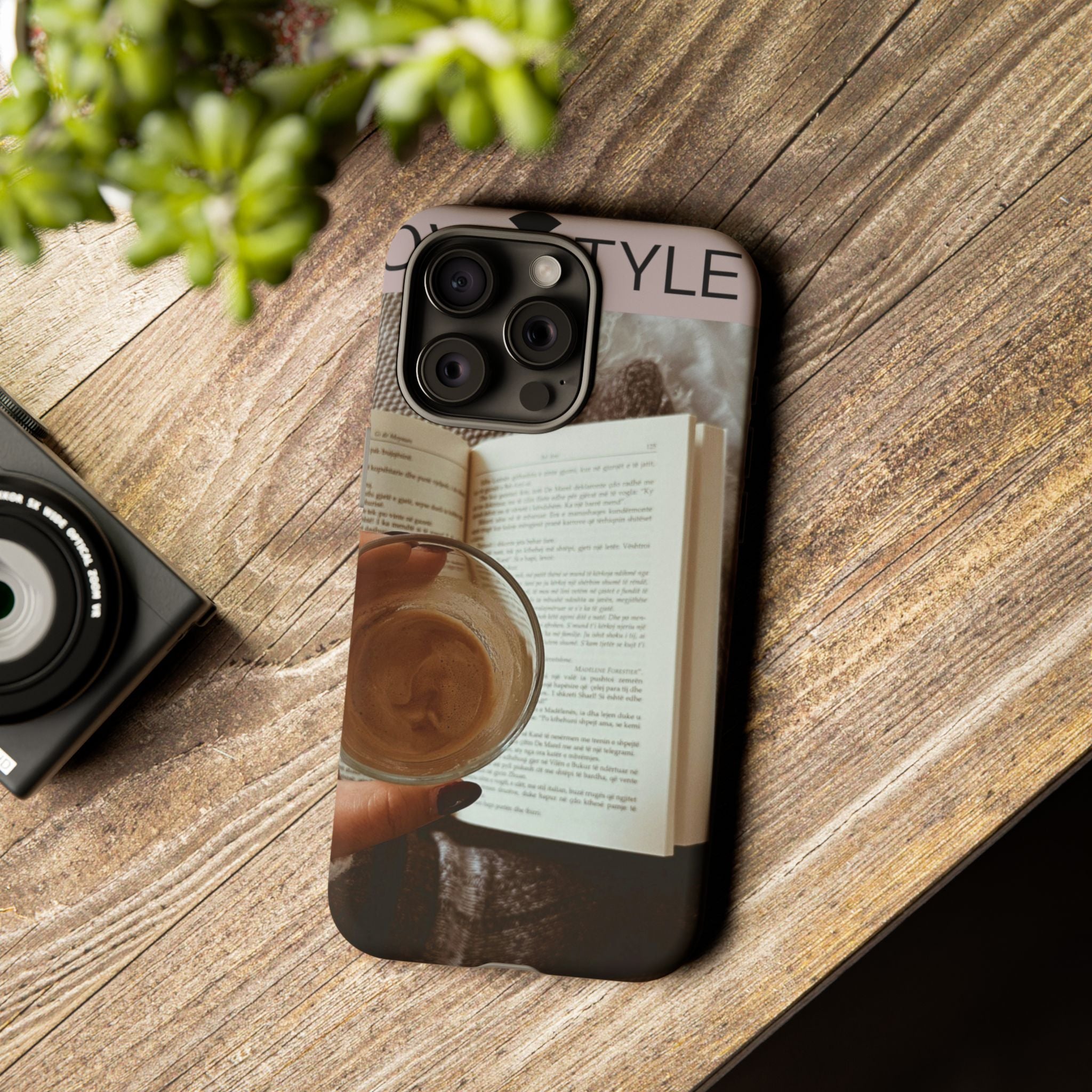 Cozy Reading Phone Case — Coffee &amp; Book Protective Cover