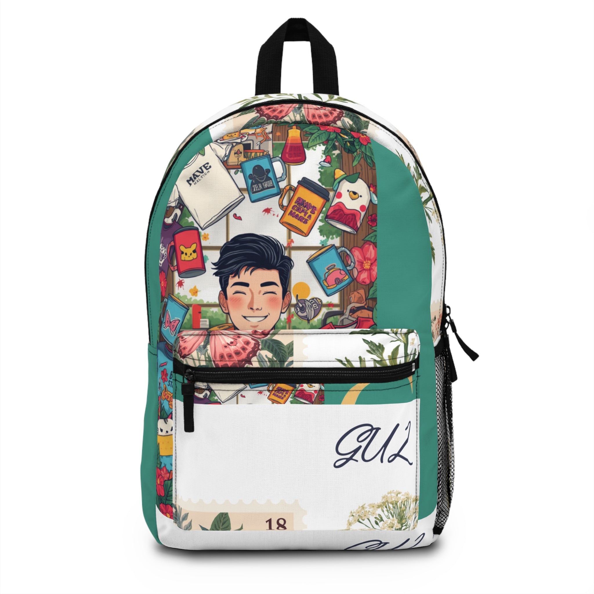 Whimsical Travel Sticker Collage Backpack