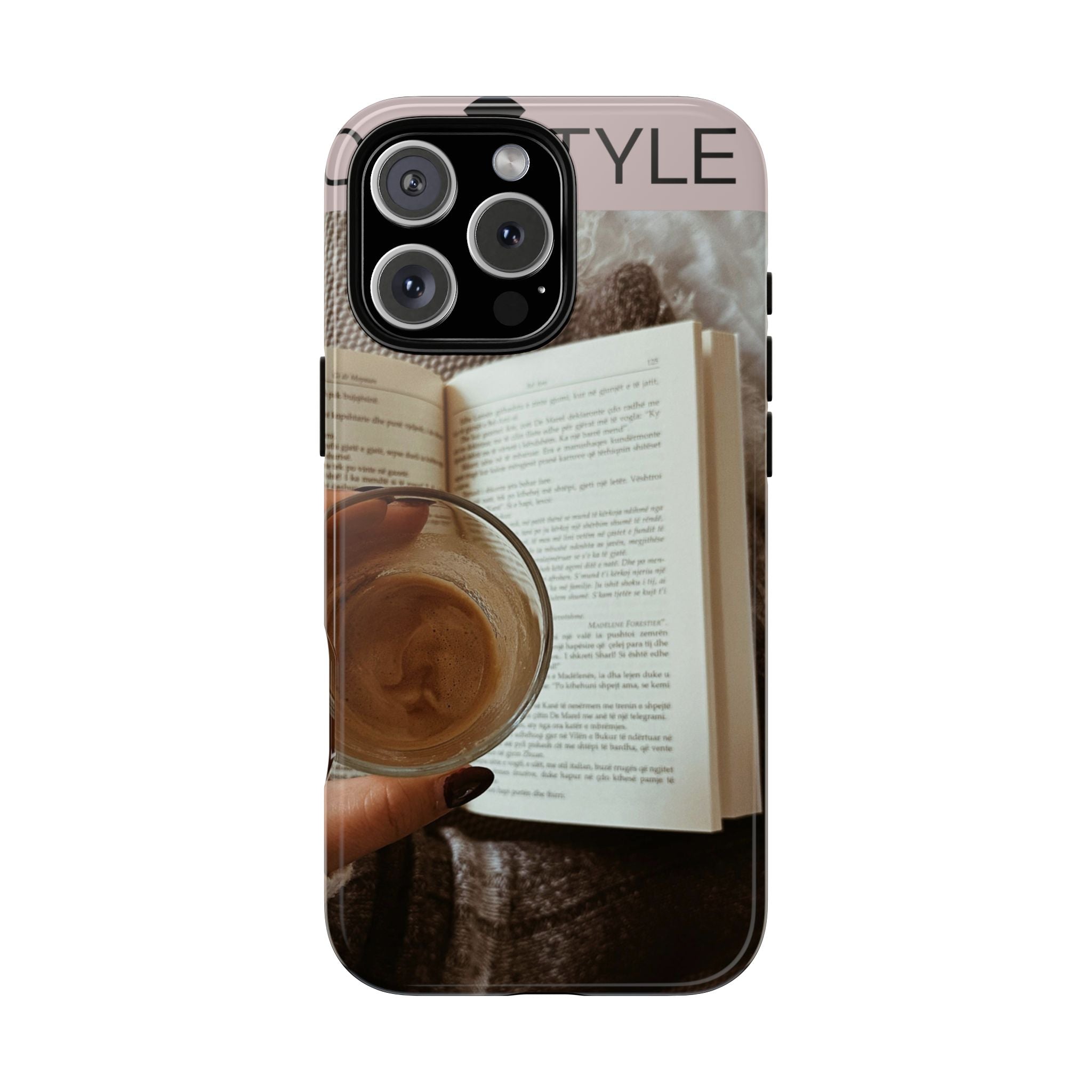 Cozy Reading Phone Case — Coffee &amp; Book Protective Cover