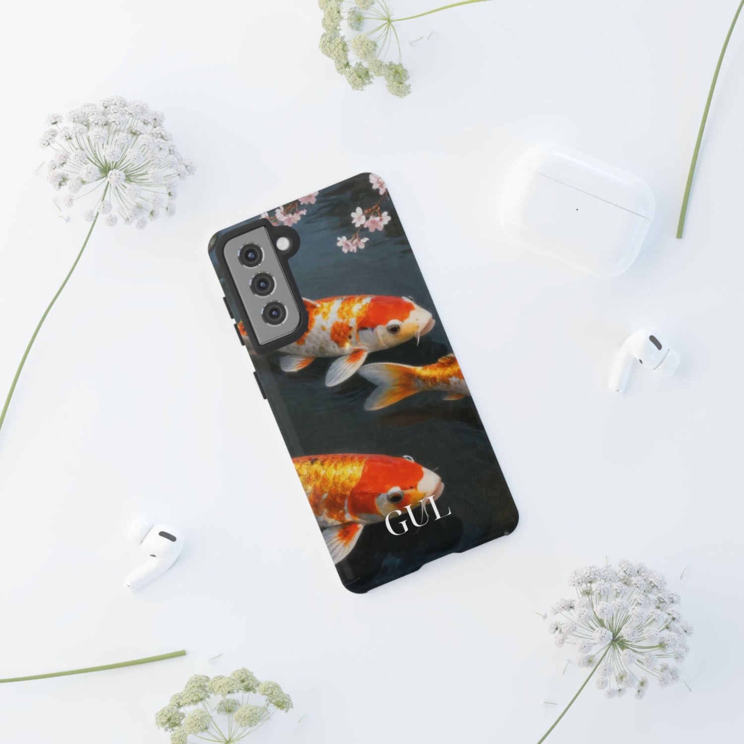 Koi Fish Tough Phone Case — Floral Pond Design