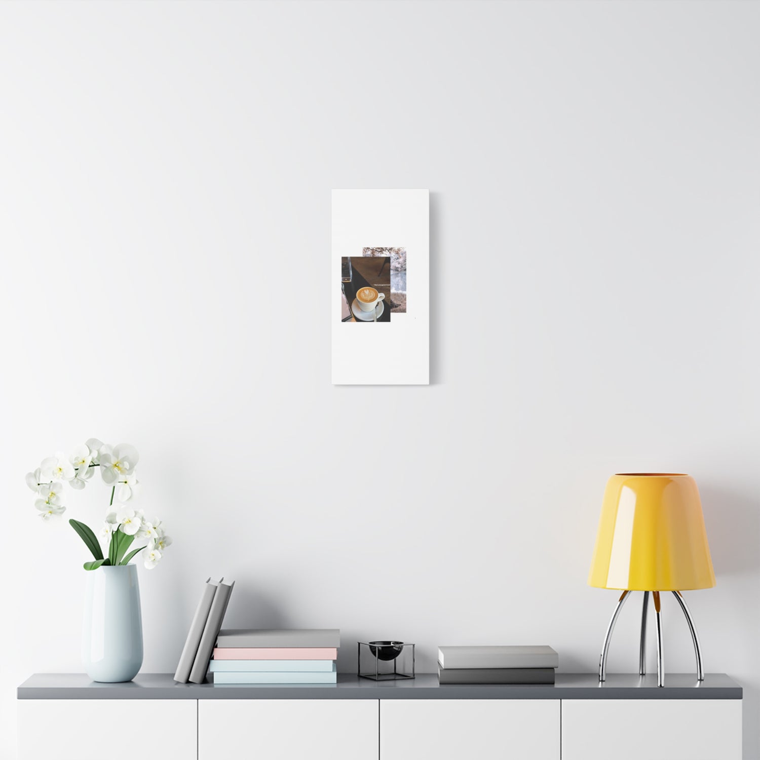 Latte &amp; Landscape Matte Canvas Wall Art — Coffee Shop Photo Collage