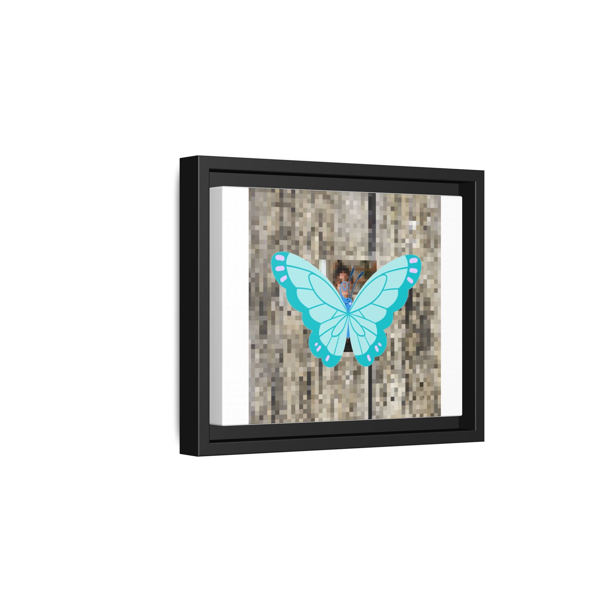 Blue Butterfly Framed Canvas Art — Matte Nature Wall Print