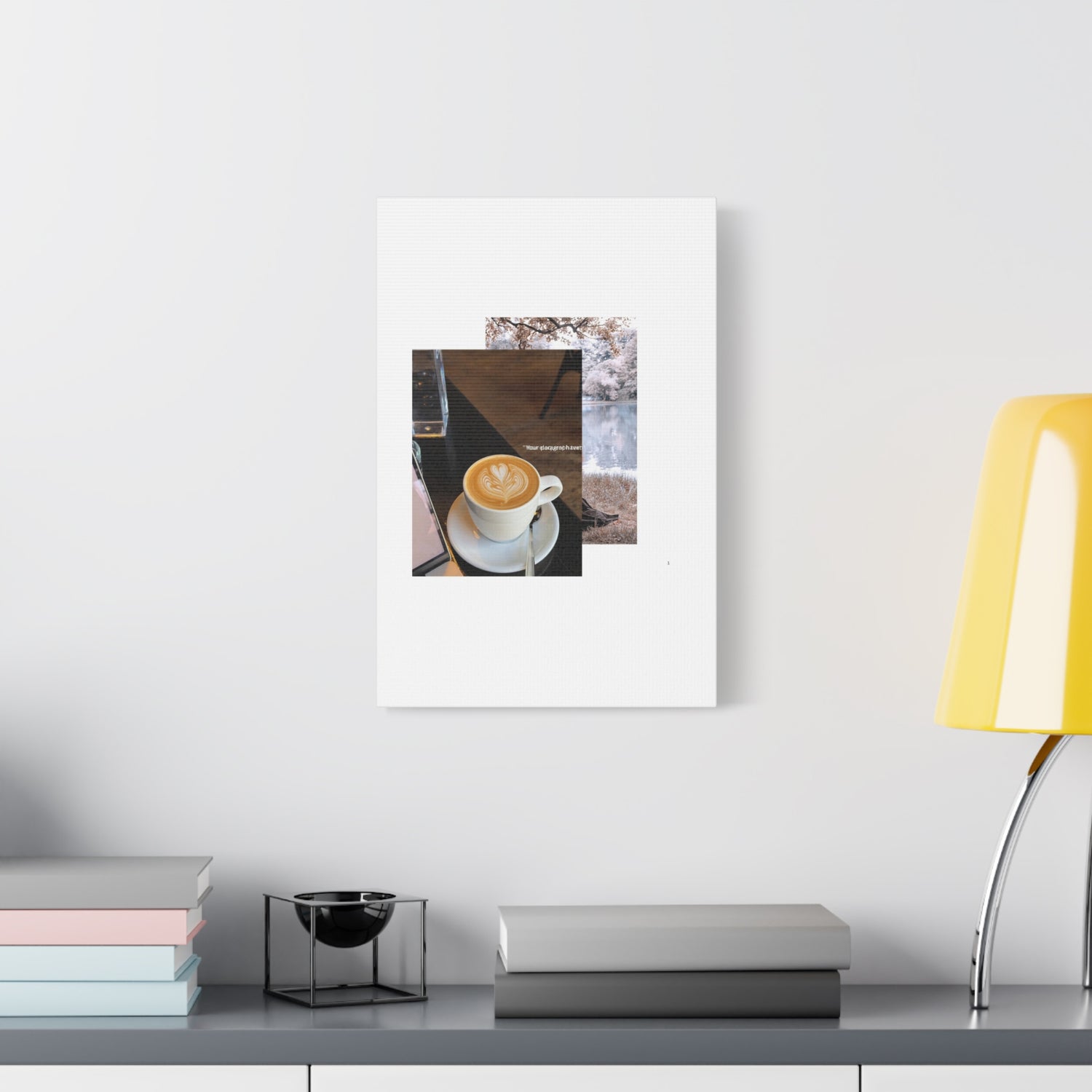 Latte &amp; Landscape Matte Canvas Wall Art — Coffee Shop Photo Collage