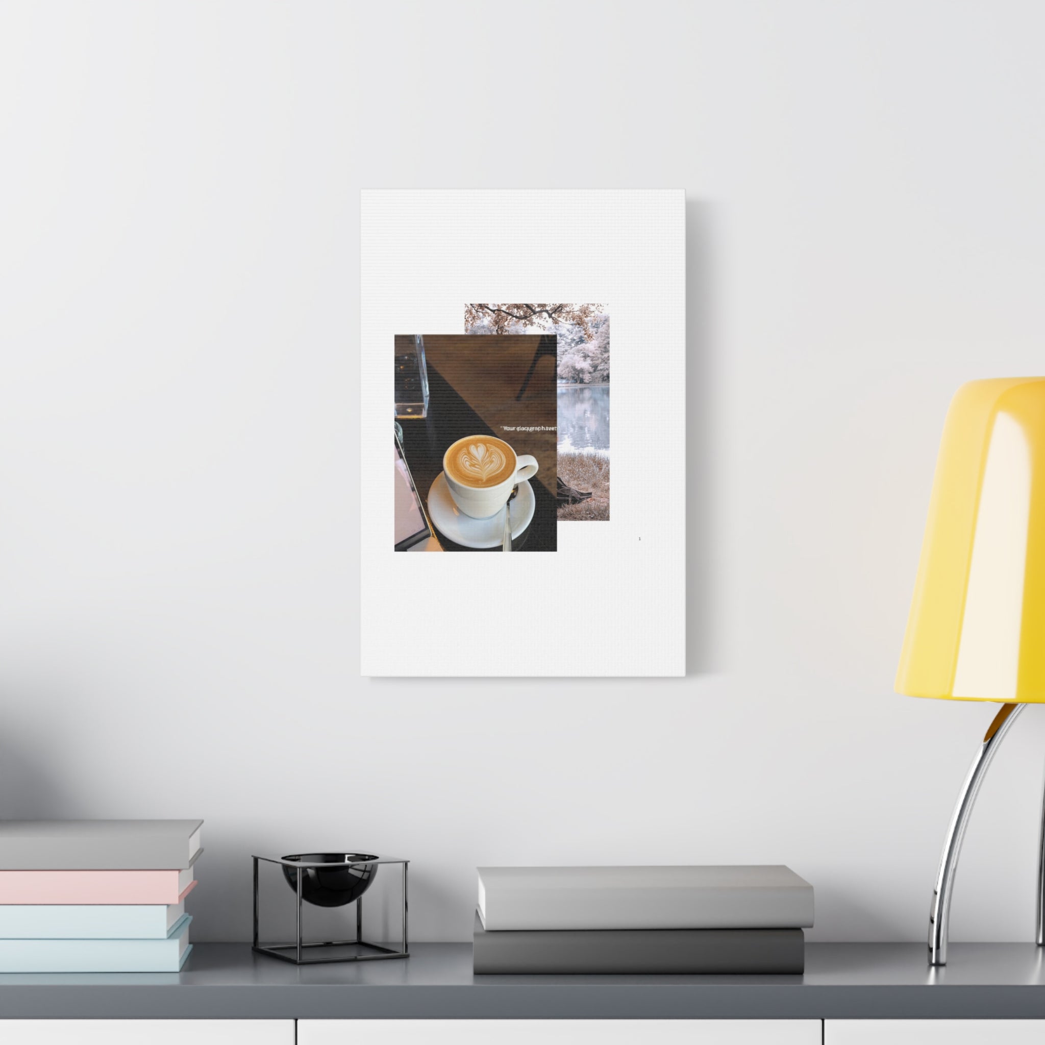 Latte &amp; Landscape Matte Canvas Wall Art — Coffee Shop Photo Collage