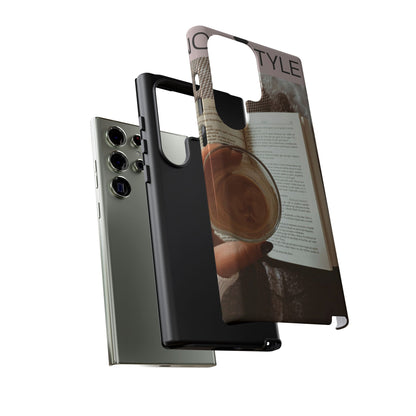 Cozy Reading Phone Case — Coffee &amp; Book Protective Cover