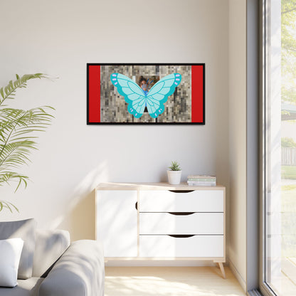 Blue Butterfly Framed Canvas Art – Matte Multi‑Color Wall Print