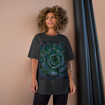Champion Graphic T‑Shirt — Succulent &amp; Pyramid Photo Print Tee