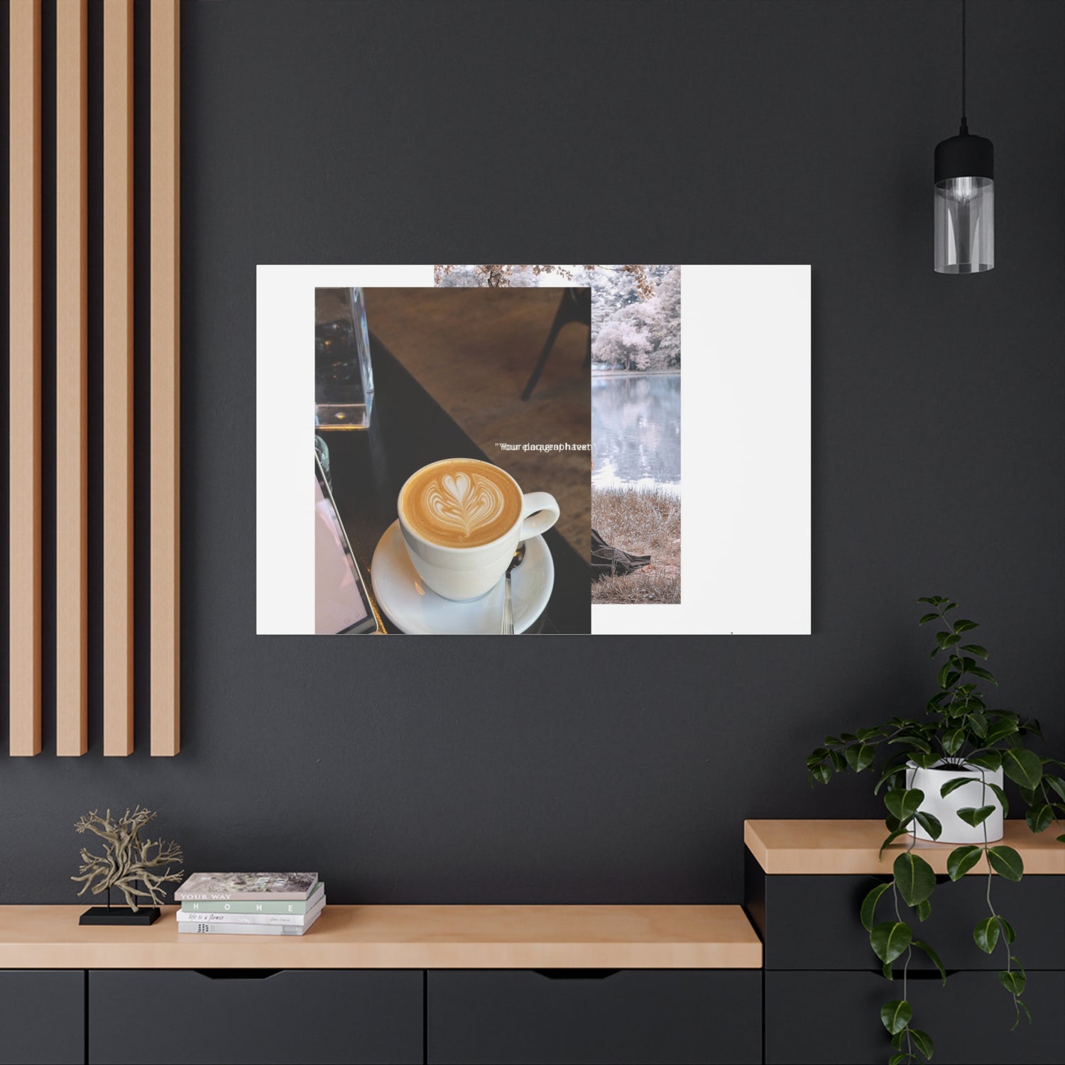Latte &amp; Landscape Matte Canvas Wall Art — Coffee Shop Photo Collage