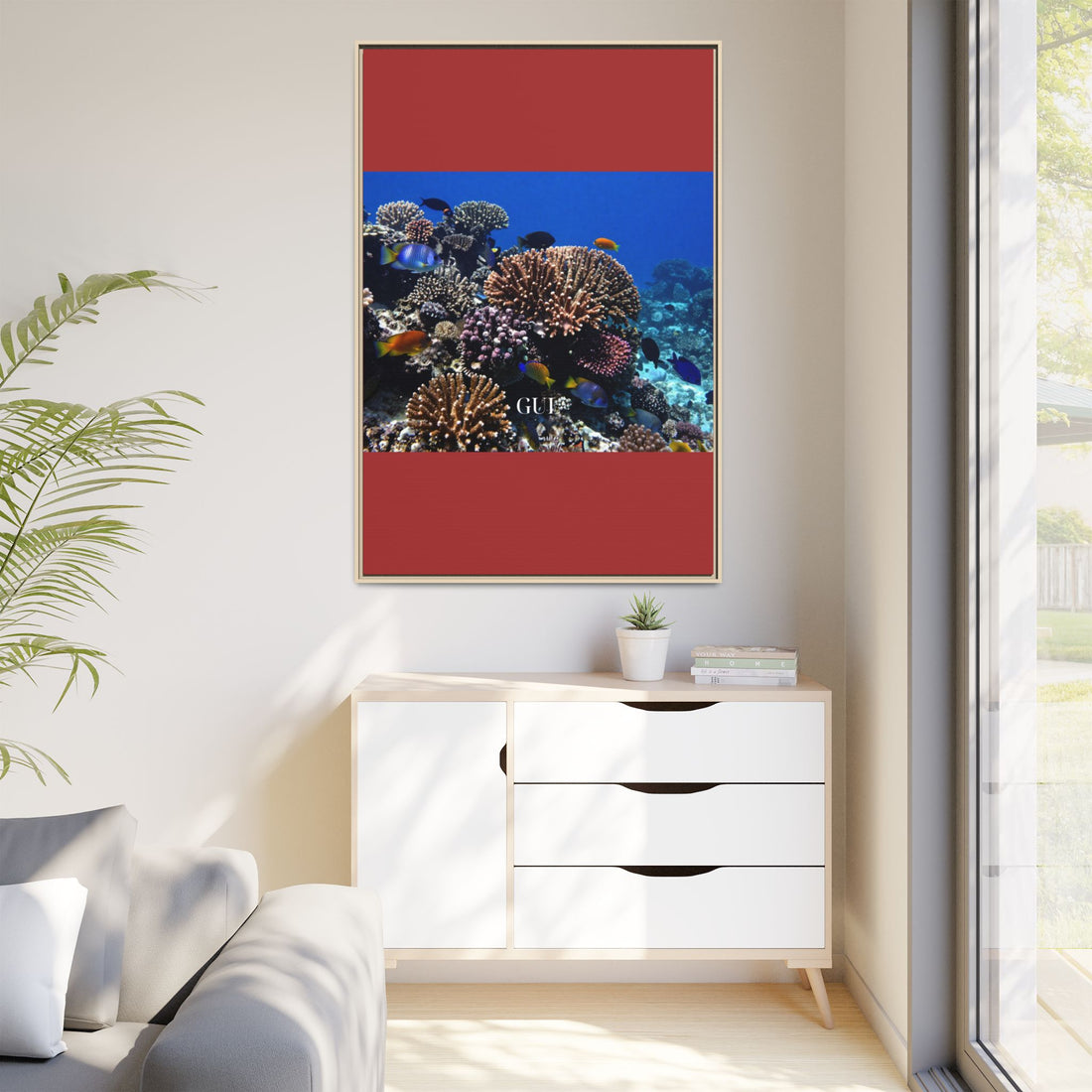 Framed Coral Reef Matte Canvas Wall Art — Tropical Ocean Photography Print