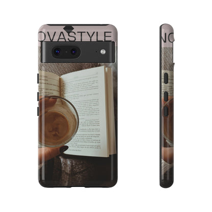 Cozy Reading Phone Case — Coffee &amp; Book Protective Cover