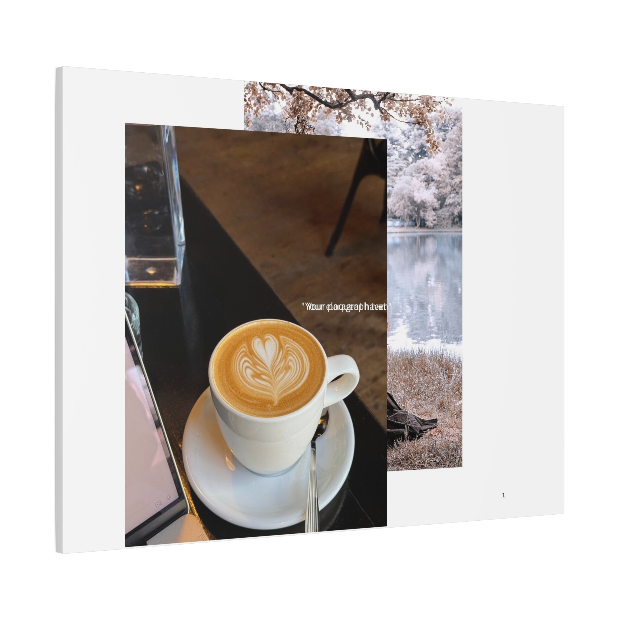 Latte &amp; Landscape Matte Canvas Wall Art — Coffee Shop Photo Collage