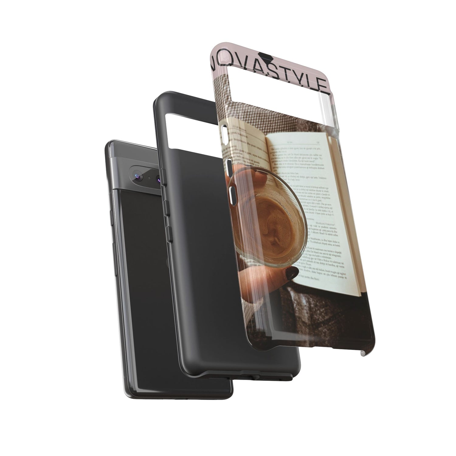 Cozy Reading Phone Case — Coffee &amp; Book Protective Cover