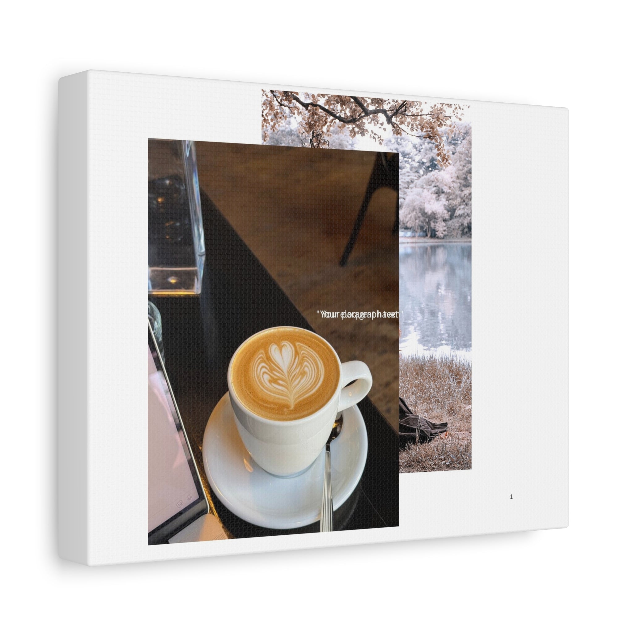 Latte &amp; Landscape Matte Canvas Wall Art — Coffee Shop Photo Collage