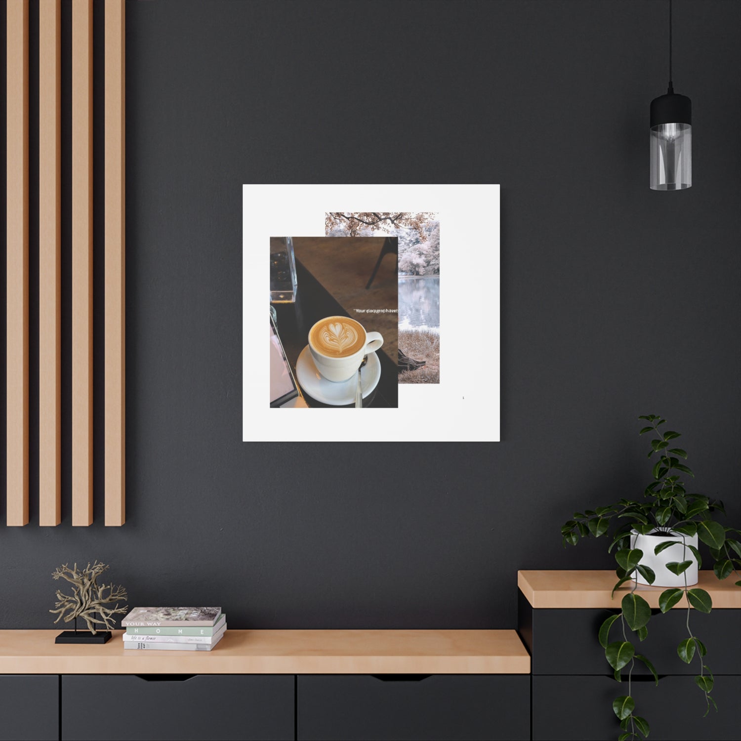 Latte &amp; Landscape Matte Canvas Wall Art — Coffee Shop Photo Collage