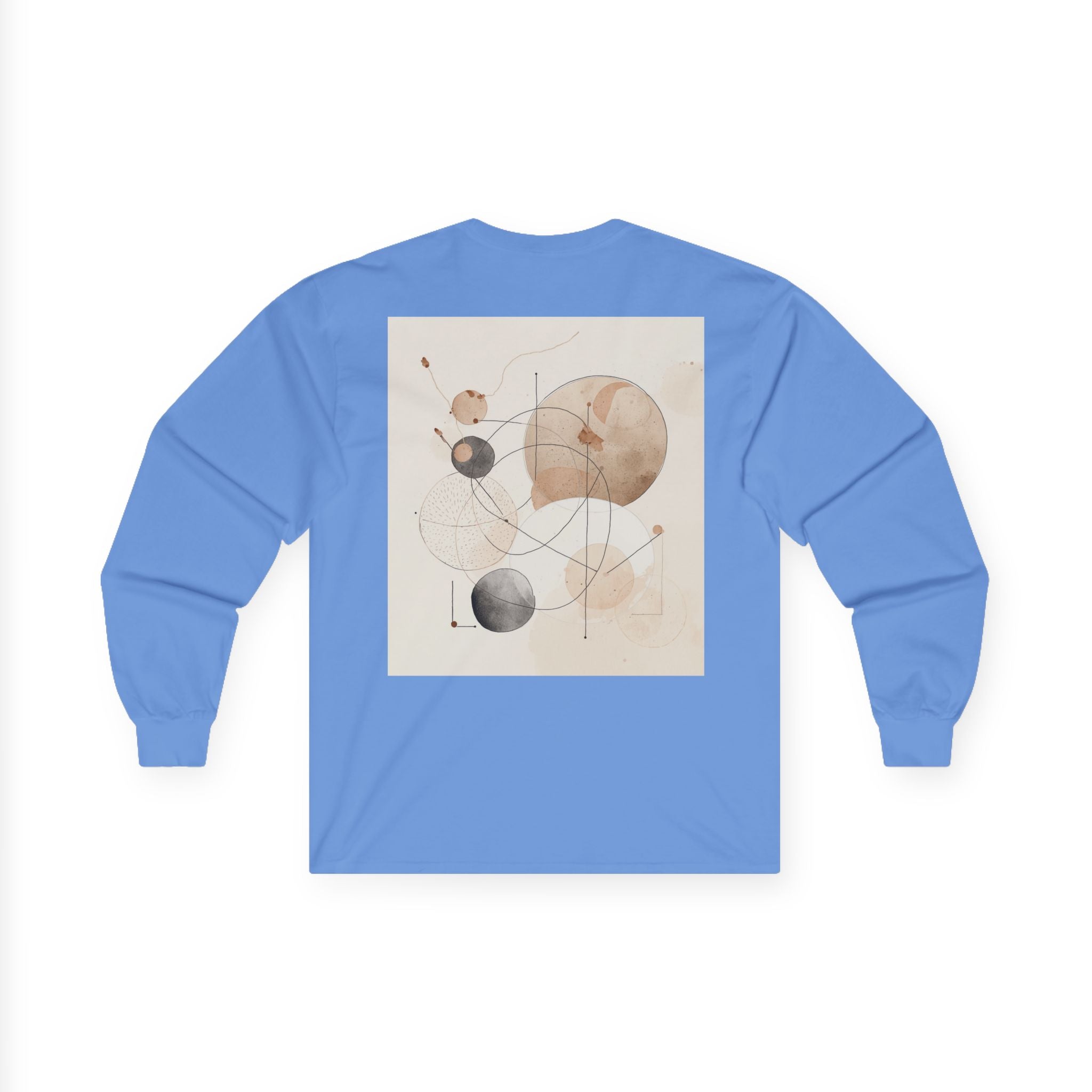 Abstract Geometric Art Long Sleeve Tee — Neutral Circle Composition